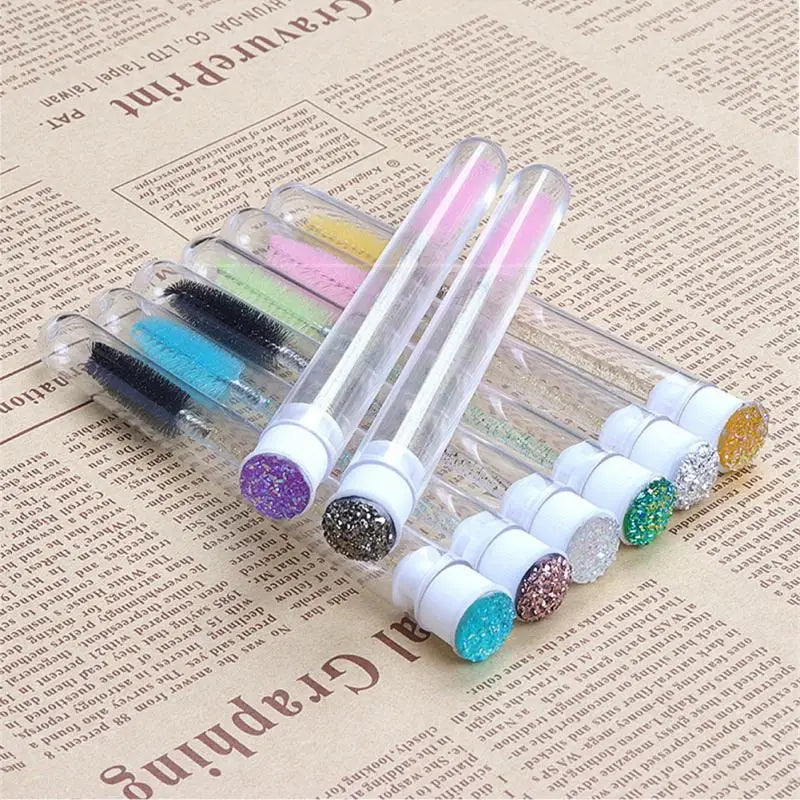 1/3/5PCS Mascara Wands Eyebrow Brush Dust-Proof Sparkling Bling Tube Disposable Eyelash Brush Reusable Crystal Eyelash