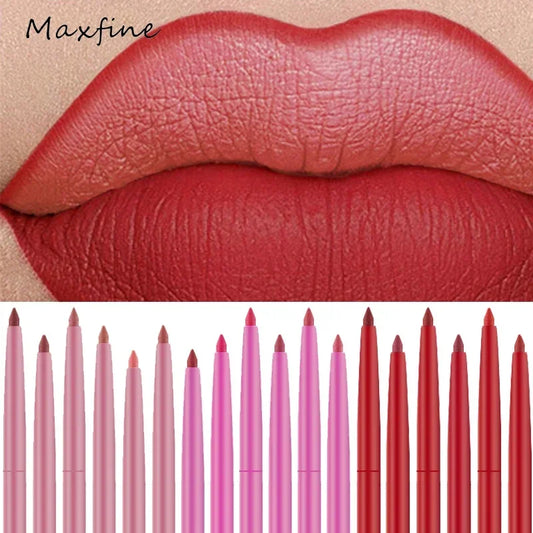 Waterproof Matte Lipliner Pencil Sexy Red Contour Tint Lipstick Lasting Non-stick Cup Moisturising Lips Makeup Cosmetic 18 Color